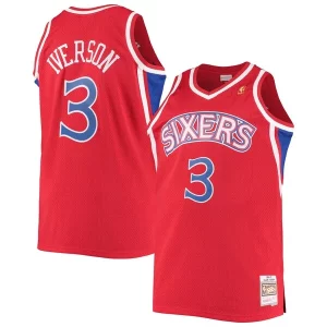 Attraente Allen Iverson Philadelphia 76ers 1996/97 Big & Tall Hardwood Classics Swingman Jersey Red/Black/Royal/White per gli appassionati