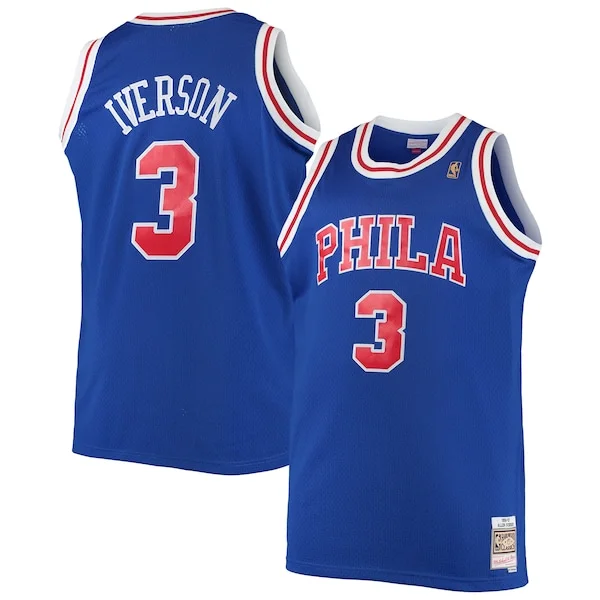 Gorgeous Fascinante Raffinato Allen Iverson Philadelphia 76ers 1996/97 Big & Tall Hardwood Classics Swingman Jersey Royal/Black/Red/White per gli appassionati