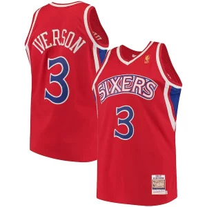 Elegante Allen Iverson Philadelphia 76ers 1996/97 Hardwood Classics Authentic Jersey Red/Black/White per gli appassionati