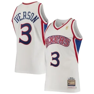 Prestigioso Lussuoso Allen Iverson Philadelphia 76ers 1996/97 Hardwood Classics Authentic Jersey White per gli appassionati