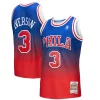 Carino Gorgeous Sofisticato Allen Iverson Philadelphia 76ers 1996/97 Hardwood Classics Fadeaway Swingman Player Jersey Red/Royal per gli appassionati