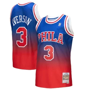 Carino Gorgeous Sofisticato Allen Iverson Philadelphia 76ers 1996/97 Hardwood Classics Fadeaway Swingman Player Jersey Red/Royal per gli appassionati