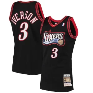 Elegante Sofisticato Prestigioso Allen Iverson Philadelphia 76ers 1997/98 Hardwood Classics Authentic Jersey Black per gli appassionati
