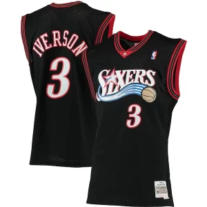 Delizioso Allen Iverson Philadelphia 76ers 2000/01 Big & Tall Hardwood Classics Swingman Jersey Black/Red/Royal/White per gli appassionati