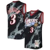 Sofisticato Classico Allen Iverson Philadelphia 76ers 2000/01 Hardwood Classics Marble Swingman Jersey Black per gli appassionati