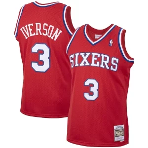 Duraturo Versatile Allen Iverson Philadelphia 76ers 2001/02 Hardwood Classics Swingman Jersey Red/White per gli appassionati