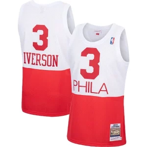 Elegante Allen Iverson Philadelphia 76ers 2003/04 Hardwood Classics Authentic Jersey White/Black/Red per gli appassionati
