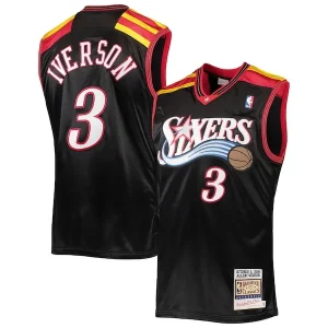 Resistente Allen Iverson Philadelphia 76ers 2006 Hardwood Classics Authentic Jersey Black/Red/White per gli appassionati
