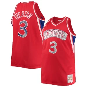 Cool Trendy Fascinante Allen Iverson Philadelphia 76ers Big & Tall 1996/97 NBA 75th Anniversary Diamond Swingman Jersey Red per gli appassionati
