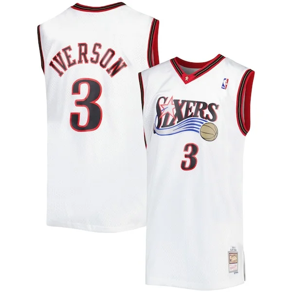 Versatile Raffinato Allen Iverson Philadelphia 76ers Big & Tall Hardwood Classics 1996/97 Swingman Jersey White/Black/Red/Royal per gli appassionati