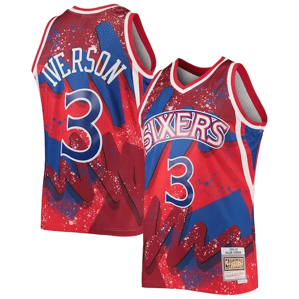 Versatile Delizioso Allen Iverson Philadelphia 76ers Hardwood Classics 1996/97 Hyper Hoops Swingman Jersey Red per gli appassionati