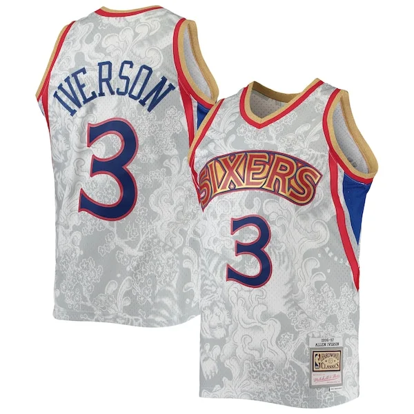 Lussuoso Bellissimo Allen Iverson Philadelphia 76ers Hardwood Classics 1996/97 Lunar New Year Swingman Jersey White per gli appassionati
