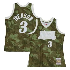 Incantevole Trendy Lussuoso Allen Iverson Philadelphia 76ers Hardwood Classics 1997/98 Ghost Green Swingman Jersey Camo per gli appassionati
