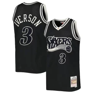 Robusto Pratico Allen Iverson Philadelphia 76ers Hardwood Classics Off Court Swingman Jersey Black per gli appassionati