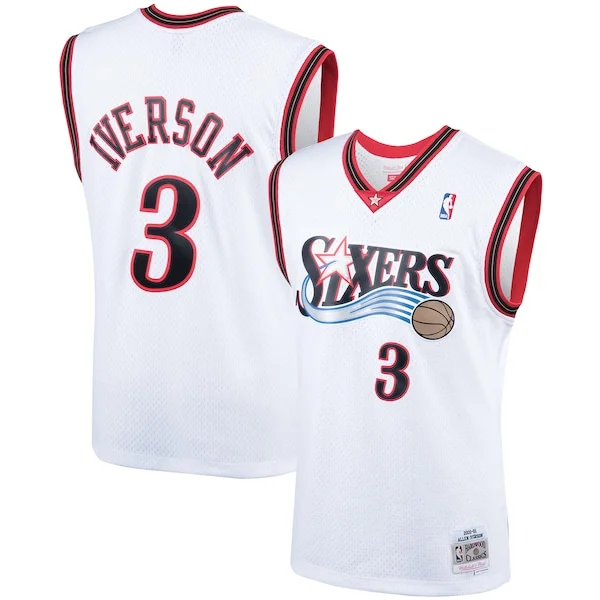 Versatile Bellissimo Allen Iverson Philadelphia 76ers Hardwood Classics Swingman Jersey White/Royal per gli appassionati