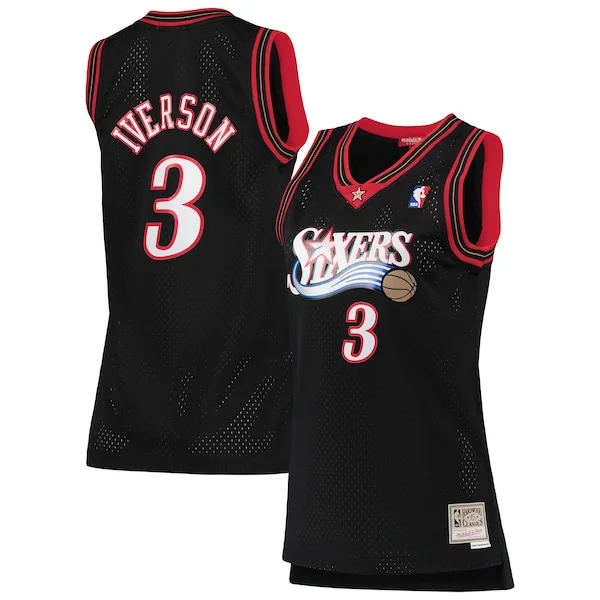 Eccezionale Pratico Allen Iverson Philadelphia 76ers Women's 2000/01 Hardwood Classics Swingman Jersey Black per gli appassionati