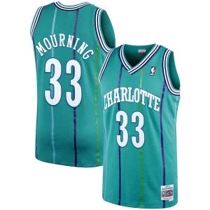 Splendido Comodo Alonzo Mourning Charlotte Hornets 1992/93 Hardwood Classics Swingman Jersey Teal per gli appassionati