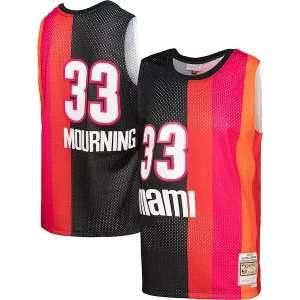 Meraviglioso Attraente Alonzo Mourning Miami Heat Hardwood Classics 2005/06 Split Swingman Jersey Black/Red per gli appassionati
