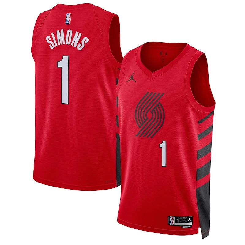 Attraente Raffinato Splendido Anfernee Simons Portland Trail Blazers Jordan Brand Unisex Swingman Jersey Statement Edition Red per gli appassionati