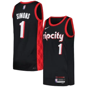 Moderno Elegante Eccezionale Anfernee Simons Portland Trail Blazers Nike Swingman Player Jersey City Edition Black/Red per gli appassionati