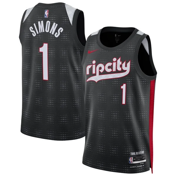 Magnifico Classico Anfernee Simons Portland Trail Blazers Nike Unisex 2024/25 Swingman Player Jersey City Edition Black per gli appassionati