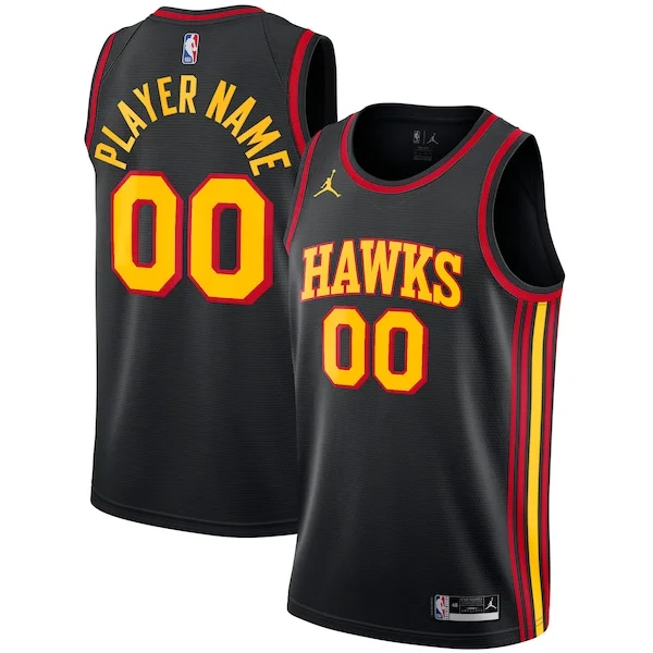 Trendy Incantevole Atlanta Hawks Jordan Brand Swingman Custom Jersey Statement Edition Black per gli appassionati