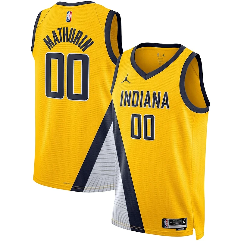 Attraente Bennedict Mathurin Indiana Pacers Jordan Brand Unisex Swingman Jersey Statement Edition Gold per gli appassionati