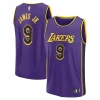 Resistente Lussuoso Bronny James Los Angeles Lakers Fast Break Replica Player Jersey Statement Edition Purple per gli appassionati