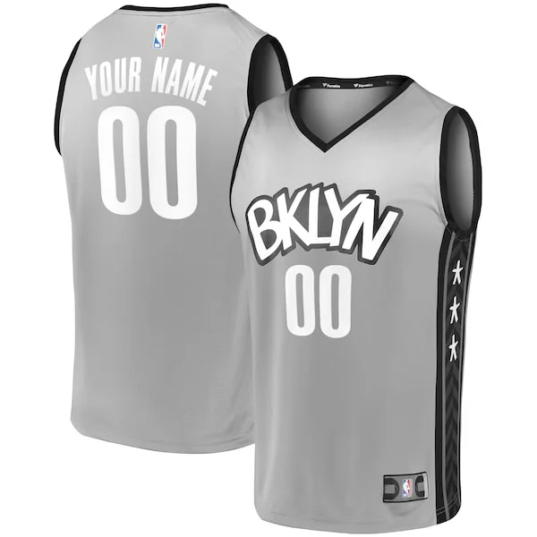 Splendido Comodo Brooklyn Nets Youth Custom Fast Break Replica Jersey Gray Statement Edition per gli appassionati