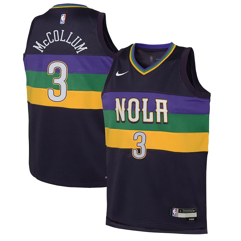Carino Robusto Fascinante CJ McCollum New Orleans Pelicans Nike Youth Swingman Jersey City Edition Purple per gli appassionati