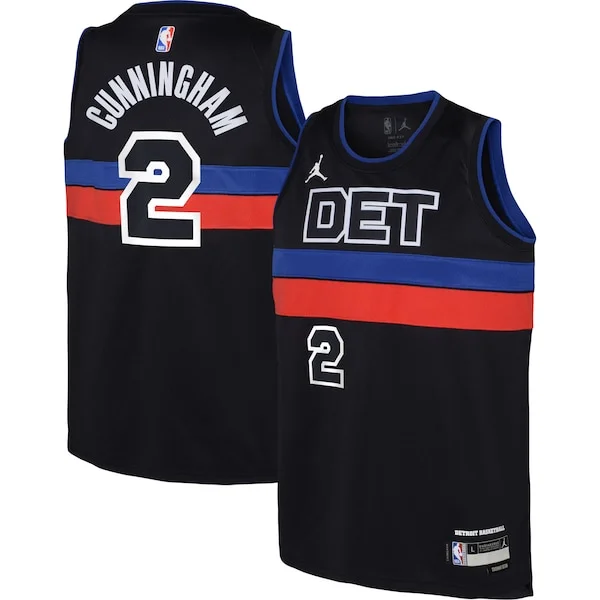 Raffinato Incantevole Classico Cade Cunningham Detroit Pistons Jordan Brand Youth Swingman Jersey Statement Edition Black per gli appassionati