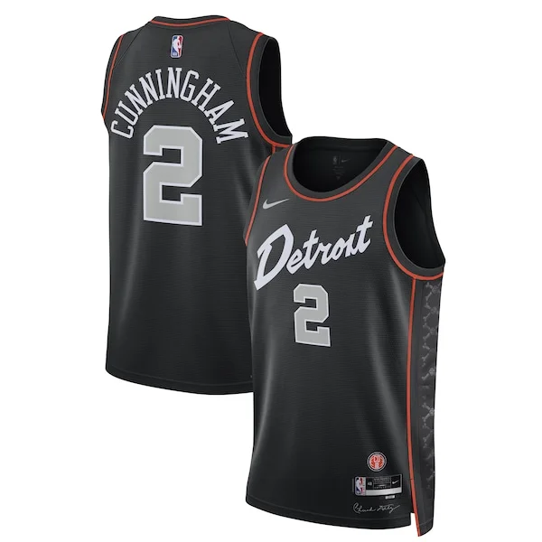Trendy Elegante Cade Cunningham Detroit Pistons Nike Unisex 2023/24 Swingman Jersey Black City Edition per gli appassionati