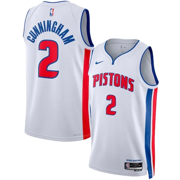 Eccezionale Moderno Cade Cunningham Detroit Pistons Nike Unisex Swingman Jersey Association Edition White/Blue per gli appassionati