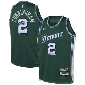 Raffinato Cade Cunningham Detroit Pistons Nike Youth 2022/23 Swingman Jersey City Edition Green per gli appassionati