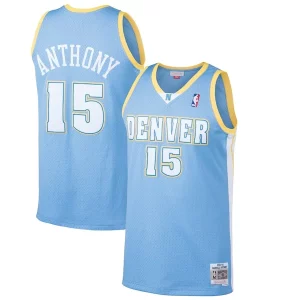 Eccezionale Carmelo Anthony Denver Nuggets Hardwood Classics Swingman Jersey Light Blue per gli appassionati