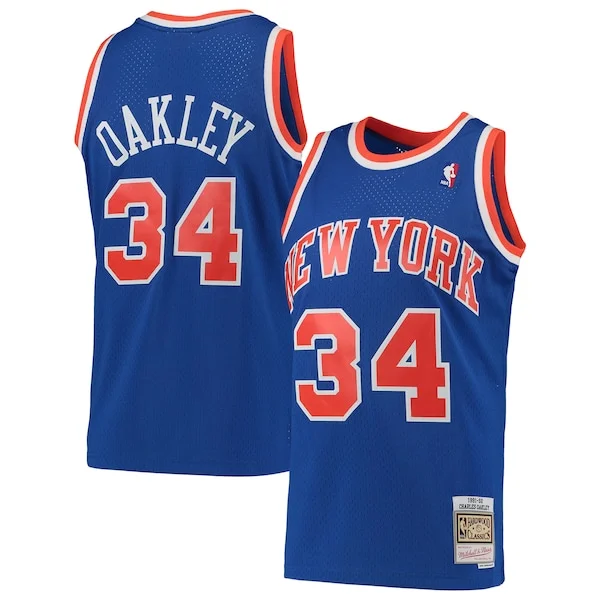 Raffinato Splendido Gorgeous Charles Oakley New York Knicks Hardwood Classics Swingman Jersey Blue per gli appassionati