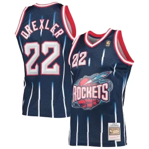 Sofisticato Clyde Drexler Houston Rockets 1996/97 Hardwood Classics Swingman Jersey Navy per gli appassionati