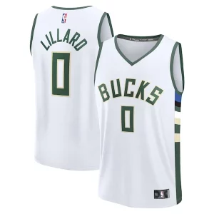 Gorgeous Damian Lillard Milwaukee Bucks Fast Break Replica Player Jersey Association Edition White per gli appassionati