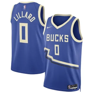 Ottimo Cool Accattivante Damian Lillard Milwaukee Bucks Nike Unisex 2024/25 Swingman Player Jersey City Edition Royal per gli appassionati