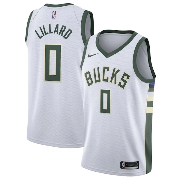Stupendo Damian Lillard Milwaukee Bucks Nike Unisex Swingman Player Jersey Association Edition White per gli appassionati