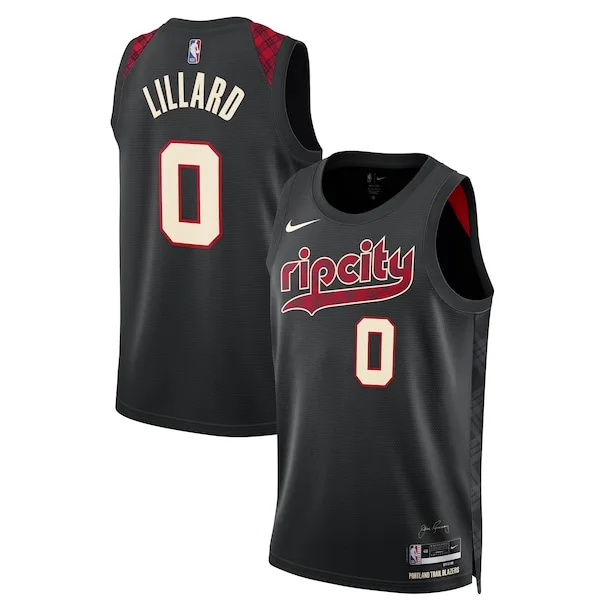 Accattivante Comodo Trendy Damian Lillard Portland Trail Blazers Nike Unisex 2023/24 Swingman Jersey Black City Edition per gli appassionati