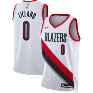 Attraente Damian Lillard Portland Trail Blazers Nike Unisex Swingman Jersey Association Edition White/Black per gli appassionati