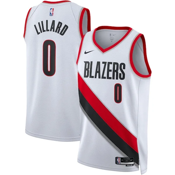 Attraente Damian Lillard Portland Trail Blazers Nike Unisex Swingman Jersey Association Edition White/Black per gli appassionati