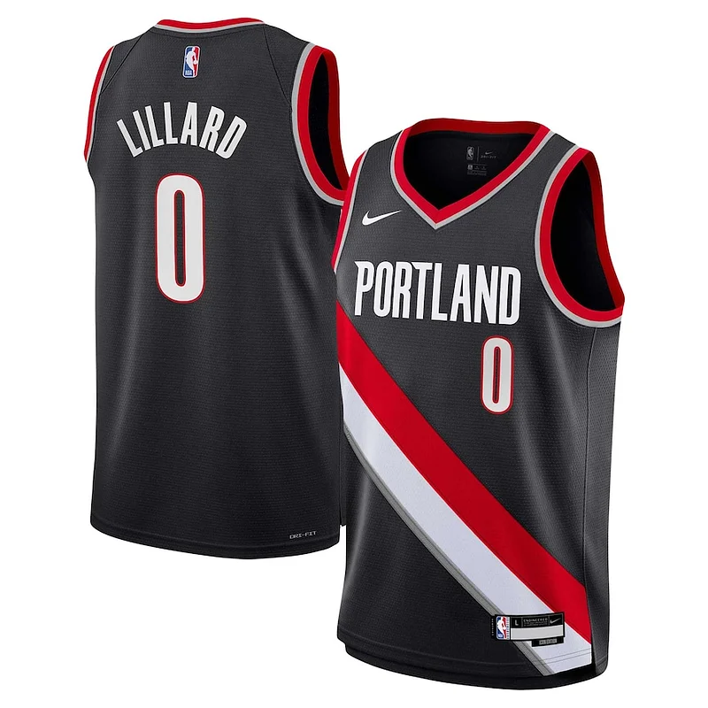 Trendy Eccezionale Resistente Damian Lillard Portland Trail Blazers Nike Youth Swingman Jersey Icon Edition Black per gli appassionati
