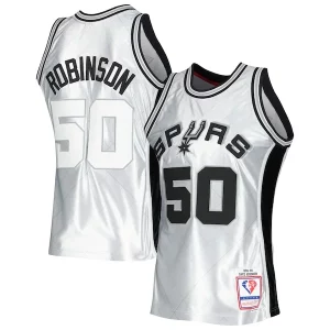 Magnifico Cool Robusto David Robinson San Antonio Spurs 1998/99 Hardwood Classics 75th Anniversary Swingman Jersey Platinum per gli appassionati
