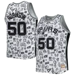 Stupendo Prestigioso David Robinson San Antonio Spurs 1998/99 Hardwood Classics Doodle Swingman Player Jersey White per gli appassionati