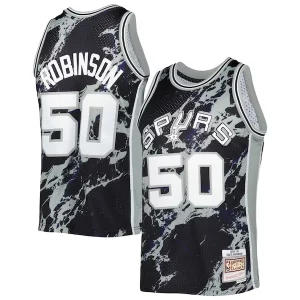 Accattivante Sofisticato David Robinson San Antonio Spurs 1998/99 Hardwood Classics Marble Swingman Jersey Black per gli appassionati