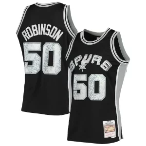 Splendido David Robinson San Antonio Spurs 1998/99 Hardwood Classics NBA 75th Anniversary Diamond Swingman Jersey Black per gli appassionati