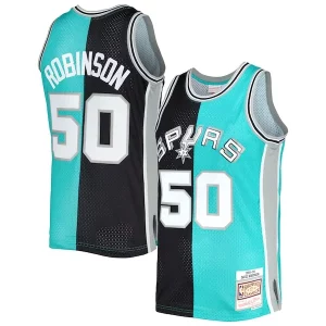 Robusto Bellissimo Accattivante David Robinson San Antonio Spurs Hardwood Classics 1998/99 Split Swingman Jersey Black/Teal per gli appassionati