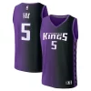 Robusto De'Aaron Fox Sacramento Kings Fast Break Replica Player Jersey Statement Edition Purple per gli appassionati